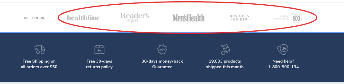 Λογότυπα των Healthline, Reader's Digest, Men's Health, Business Insider, Fortune 500